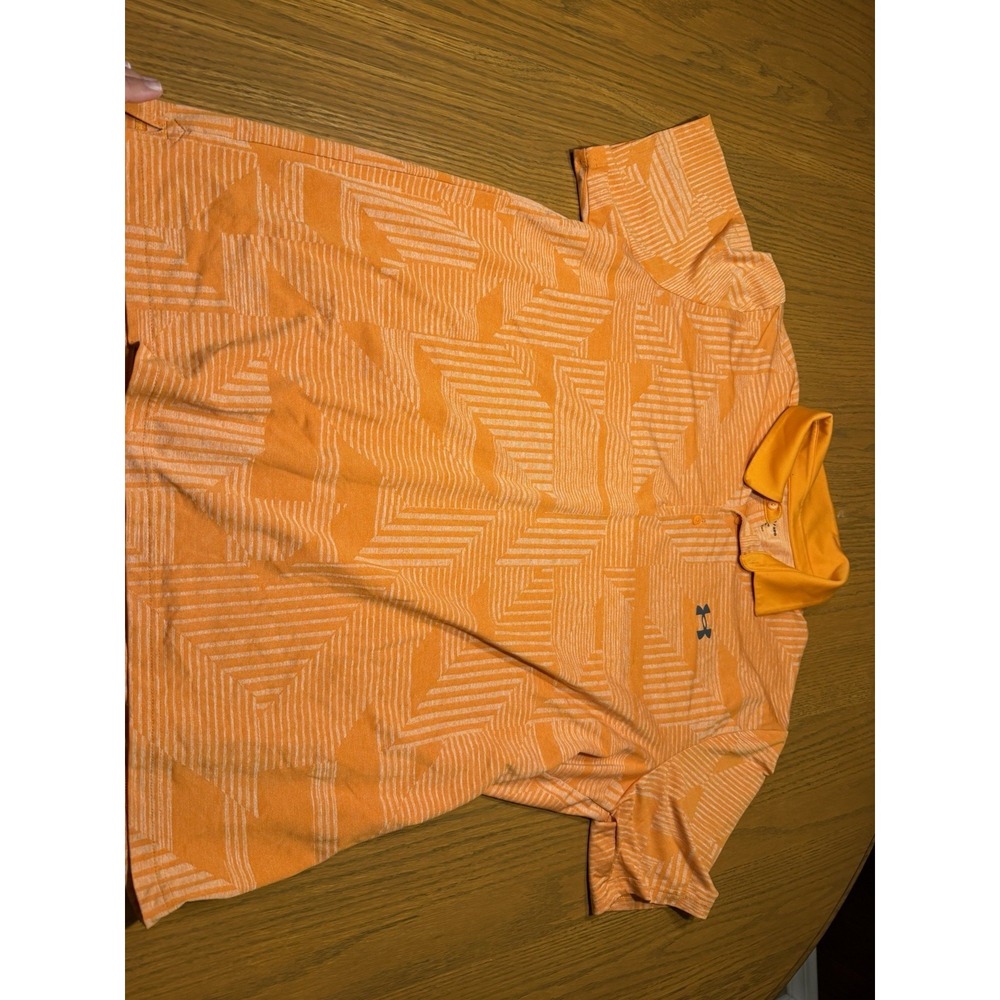 Under Armour Golf Tour UA Playoff Stripe Polo Shirt XXL Orange